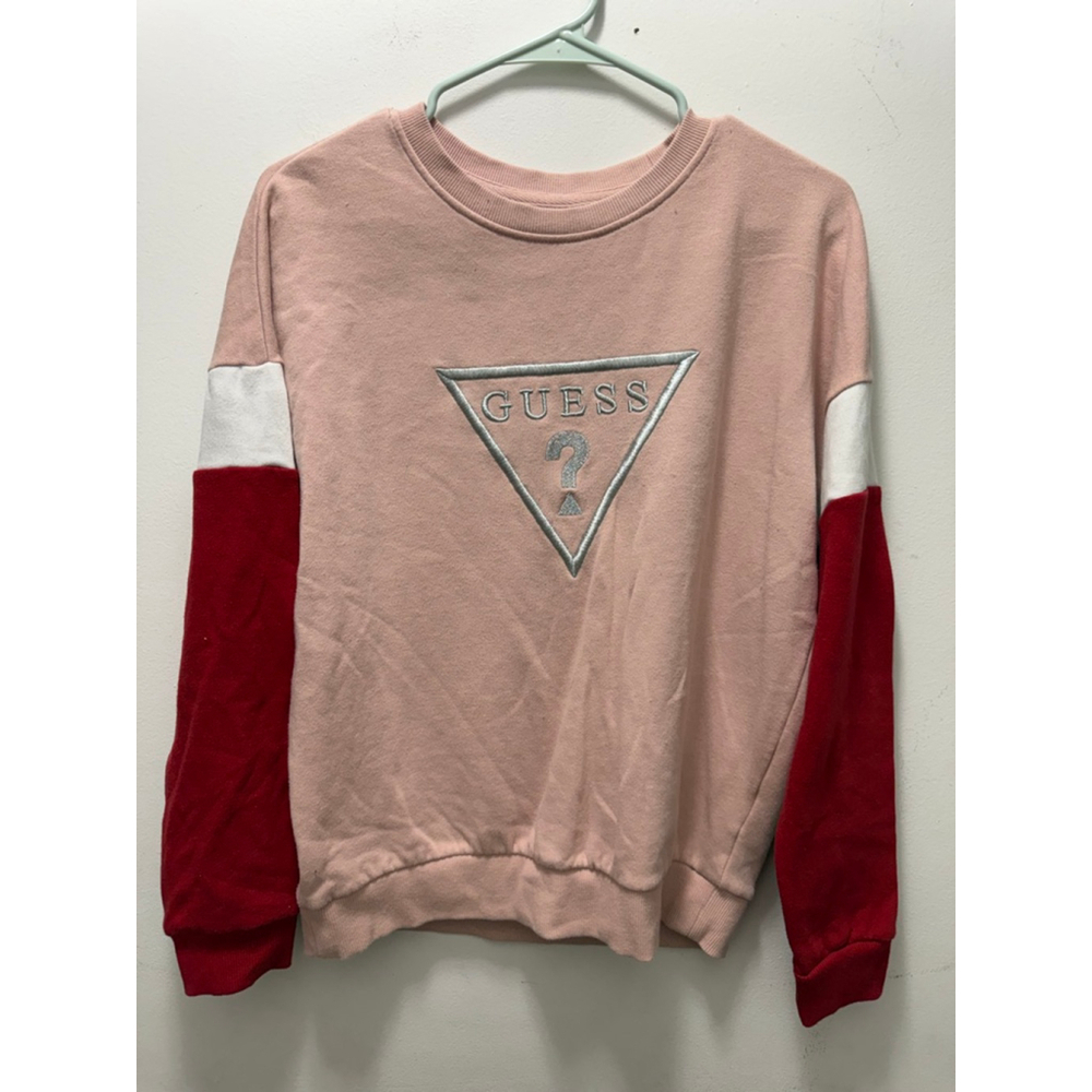 Women's GUESS Pink & Red Colorblock Sweatshirt Size M